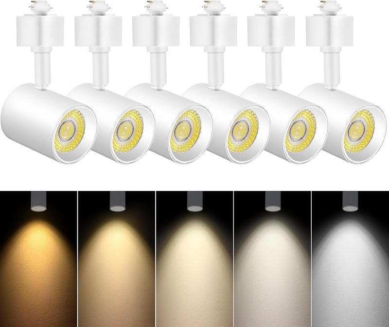 VANoopee رؤوس إضاءة LED بخمسة ألوان لنظام الإضاءة H نوع، رؤوس إضاءة قابلة للتعتيم، بقعة سقف مضيئة، 2000K-6000K، خالية من الوميض CRI90+، 24°، 10W، 800lm، أبيض غير لامع، عبوة 6 قطع - Image 1